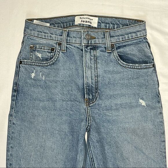 Reformation Jeans High & Skinny Jean in Miami Destroyed Wash 25 - Picture 10 of 12